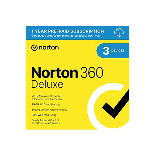 Norton 360 Deluxe – 3 Device, 1-Year Retail License (Digital Delivery)