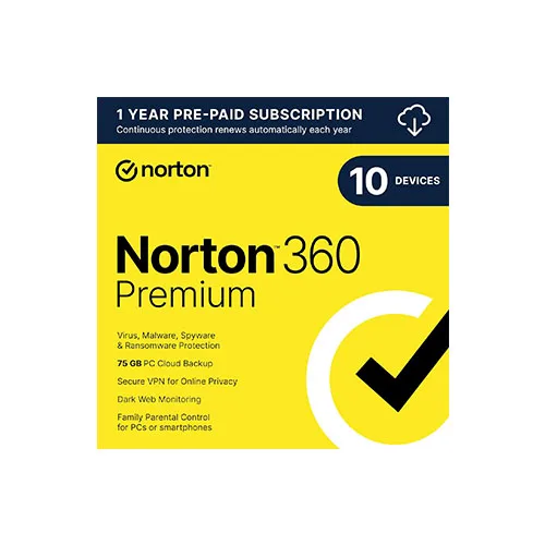Norton 360 Premium – 10 Device, 1-Year Retail License (Digital Delivery)
